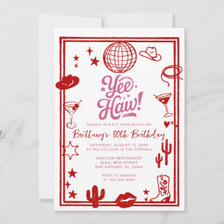 Western Rustic 30., 40. Cowgirl Geburtstag Einladung