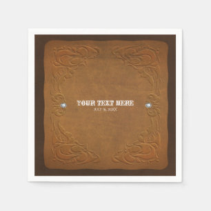 Western Rustic Braunes Leder Look & Diamanten Part Serviette