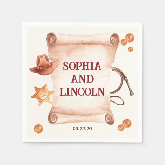 Western Rustic Brown Wedding Serviette (Vorderseite)