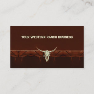Western Rustic Bull Skull Brown Country Rodeo Visitenkarte