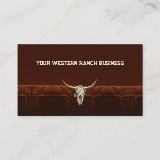 Western Rustic Bull Skull Brown Country Rodeo Visitenkarte (Vorderseite)