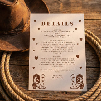Western Rustic Casual Wedding Country Details Begleitkarte