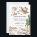 Western Rustic Cowboy Cactus Birthday Einladung<br><div class="desc">Cowgirl Boot Western Einladung. Cowboy Party,  Rodeo Geburtstag. Sattel auf,  Stiefel,  rustikaler,  schicker Geburtstag,  rustikaler Cowgirl Geburtstag. Western Rustikaler Geburtstag Land Geburtstag.</div>