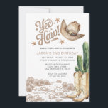 Western Rustic Cowboy Cactus Birthday Einladung<br><div class="desc">Cowgirl Boot Western Einladung. Cowboy Party,  Rodeo Geburtstag. Sattel auf,  Stiefel,  rustikaler,  schicker Geburtstag,  rustikaler Cowgirl Geburtstag. Western Rustikaler Geburtstag Land Geburtstag.</div>