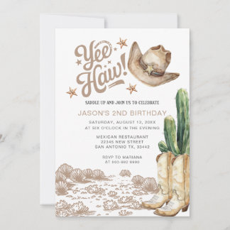 Western Rustic Cowboy Cactus Birthday Einladung