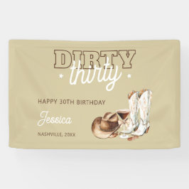 Western Rustic Dirty Thirty 30th Birthday Party Banner