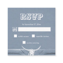 Western Rustic Dusty Blue White Bull Skull UAWG