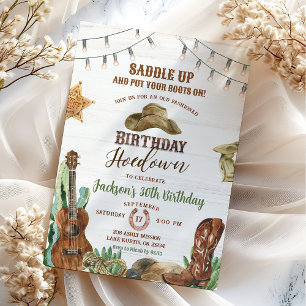 Western Rustic Hoedown Cowboy Geburtstagsfeier Einladung