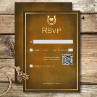 Western Rustic Horseshoe Brown & Gold QR Code