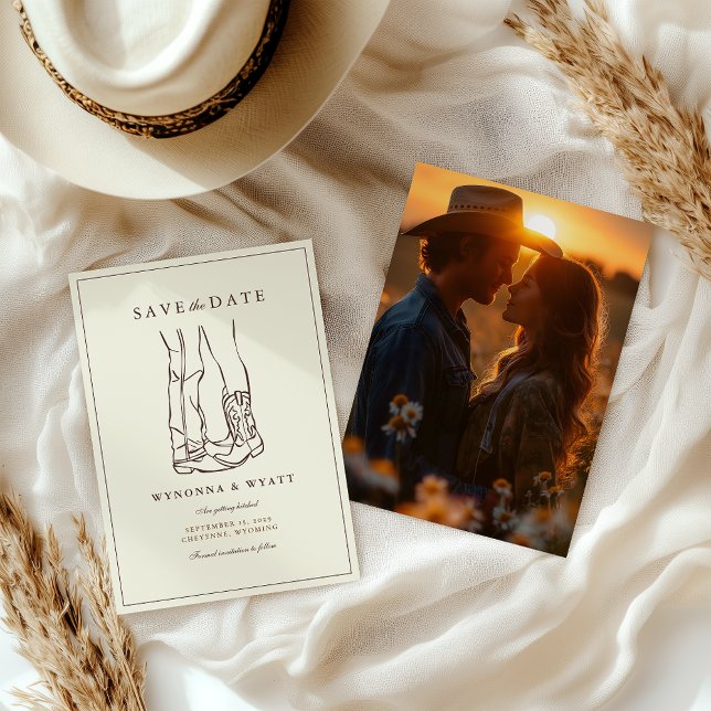 Western Rustic Modern Foto Save the Date  (Western Rustic Photo Save the Date )