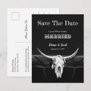 Western Rustic Schwarz-Weiß Save The Date Postkarte