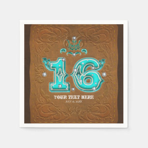 Western Rustikal-braunes Lederdesign & Diamanten 1 Serviette