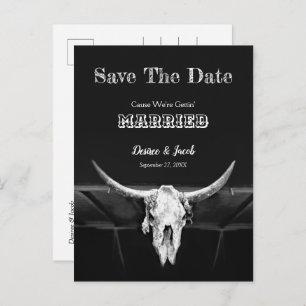 Western Rustikal, schwarz und weiß Save the Date Postkarte