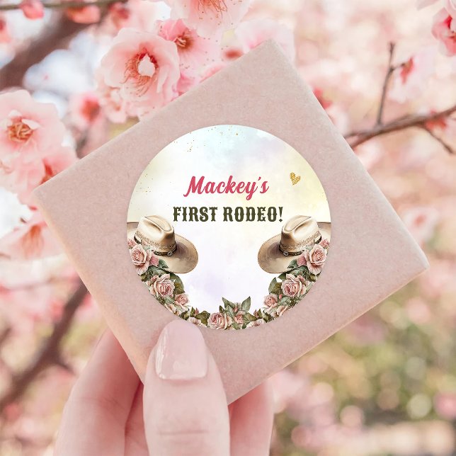 Western Rustikale Geburtstagsparty Runder Aufkleber (Von Creator hochgeladen)