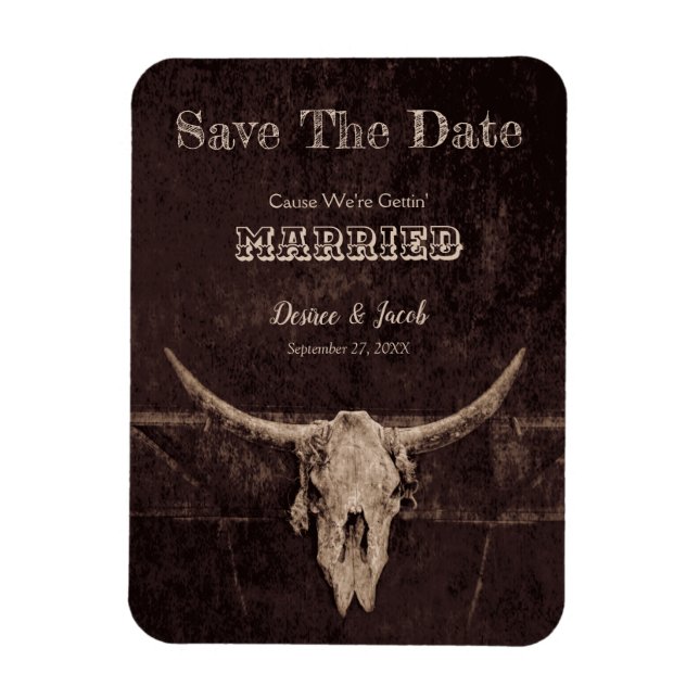 Western Rustikale Hochzeit Save the Date Vintag Magnet (Vertikal)