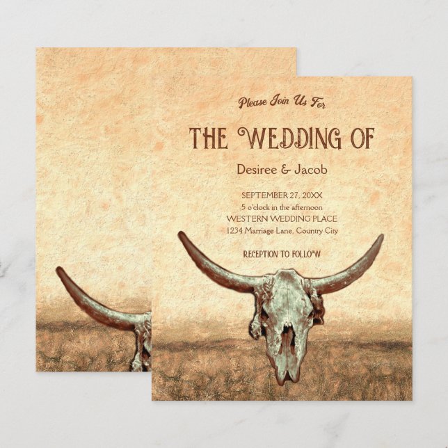 Western Rustikaler Bull Skull (Vorne/Hinten)