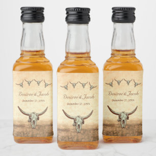 Western Rustikaler Hochzeitskulptur Alkoholflaschenetikett