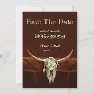 Western Rustikaler Hochzeitstiefel - Schädel Save  The Date