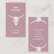 Western Rustikaler Rosa Tätowierung Shop Bull Skul