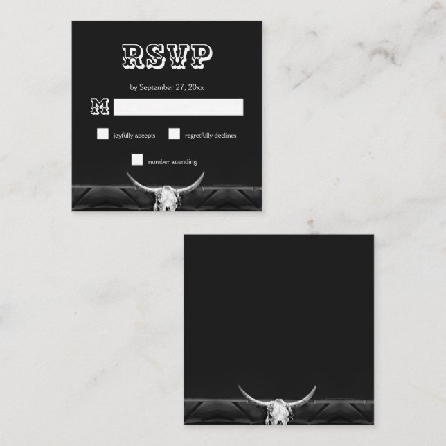 Western Rustikaler Schwarz-Weiß-Bullen-UAWG Begleitkarte (Vorne/Hinten)