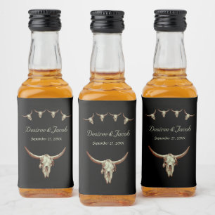 Western Rustikaler Schwarzer Hochzeitstiefel Alkoholflaschenetikett