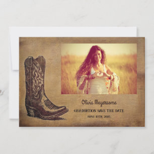 Western Rustikales Abschluss Foto Save The Date