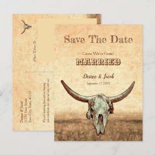  Western Rustikales Beige Save the Date Postkarte