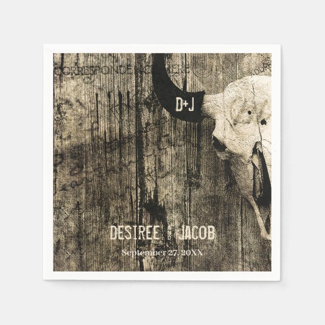 Western Rustikales Hochzeitsperling Vintages Land Serviette (Vorderseite)