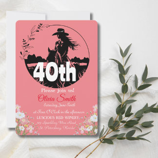 Western Rustikales Land Wildblume 40. Geburtstag Einladung