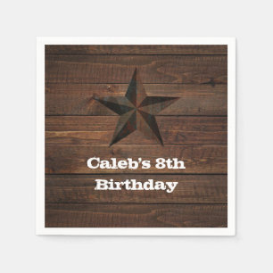 Western Rusty Star auf Holz Rustikales Party Serviette
