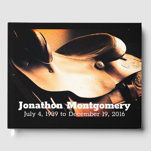 Western Saddle & Cowboy's Gebet-Gedenkmal Gästebuch (Vorderseite)