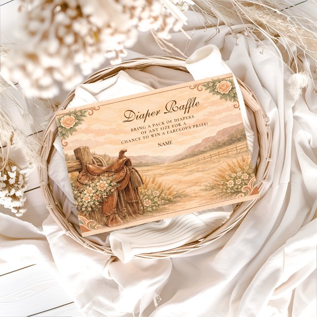 Western Saddle Wildflower Baby-T-Shirt-Raffle  Begleitkarte (Von Creator hochgeladen)