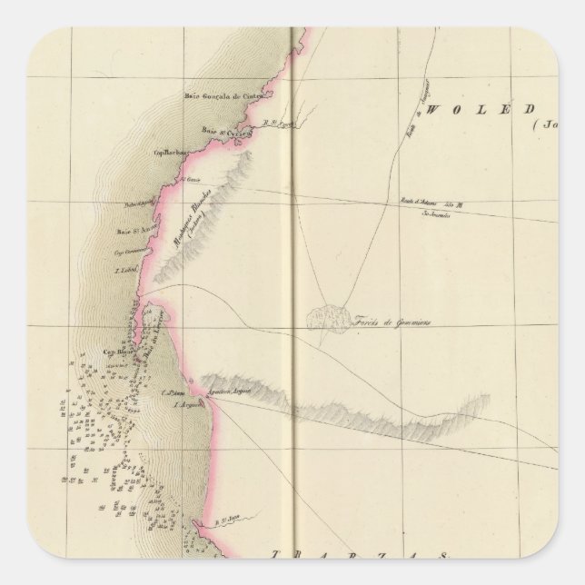 Western Sahara, Afrika 12 Quadratischer Aufkleber (Vorderseite)