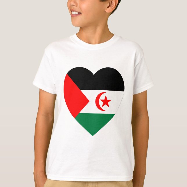 Western Sahara Flag Herz T-Shirt (Vorderseite)