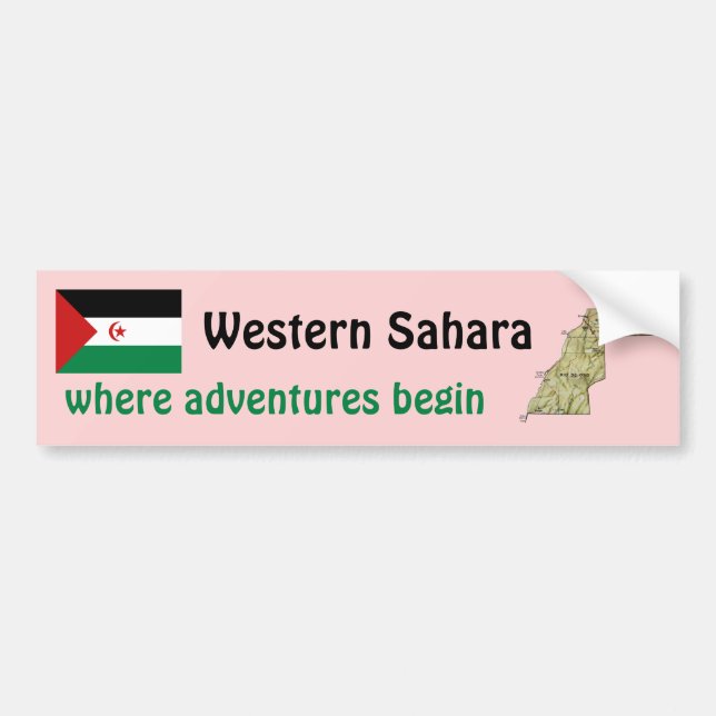 Western Sahara Flag + Karte Autoaufkleber (Vorne)
