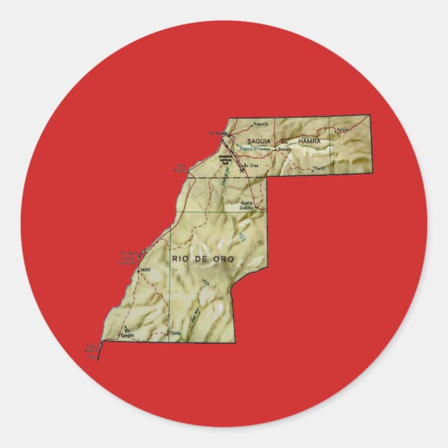 Western Sahara Map Sticker (Vorderseite)