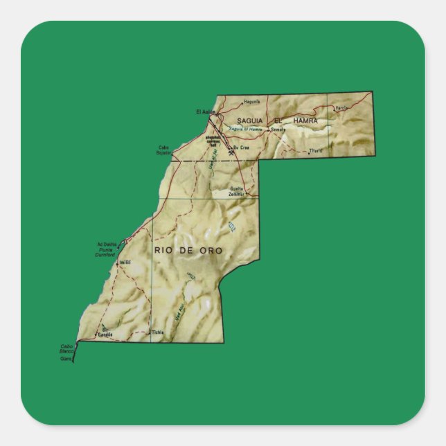 Western Sahara Map Sticker (Vorderseite)