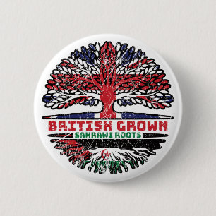 Western Sahara Sahrawi British UK Tree Roots Flag Button
