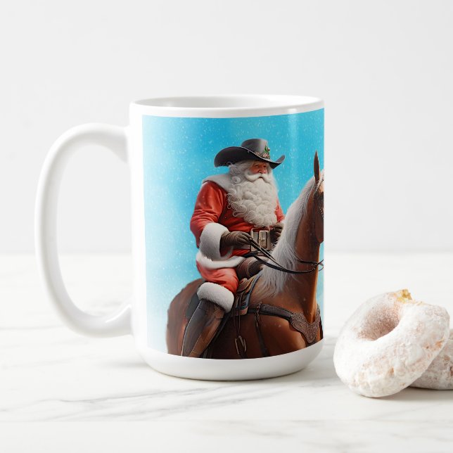Western Santa Claus Reiten Kaffeetasse (Mit Donut)