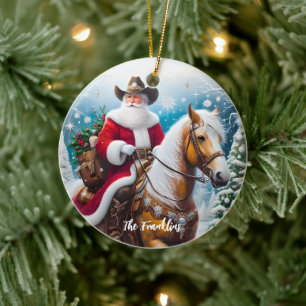 Western Santa Claus Reiten Keramik Ornament