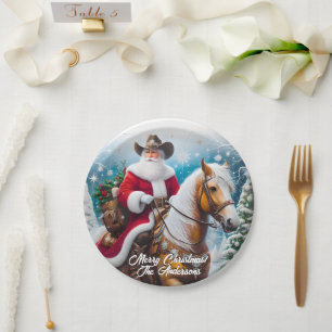 Western Santa Claus Reiten Palomino Weihnachten Pappteller