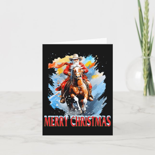 Western Santa Merry Weihnachten Karte (Vorderseite)
