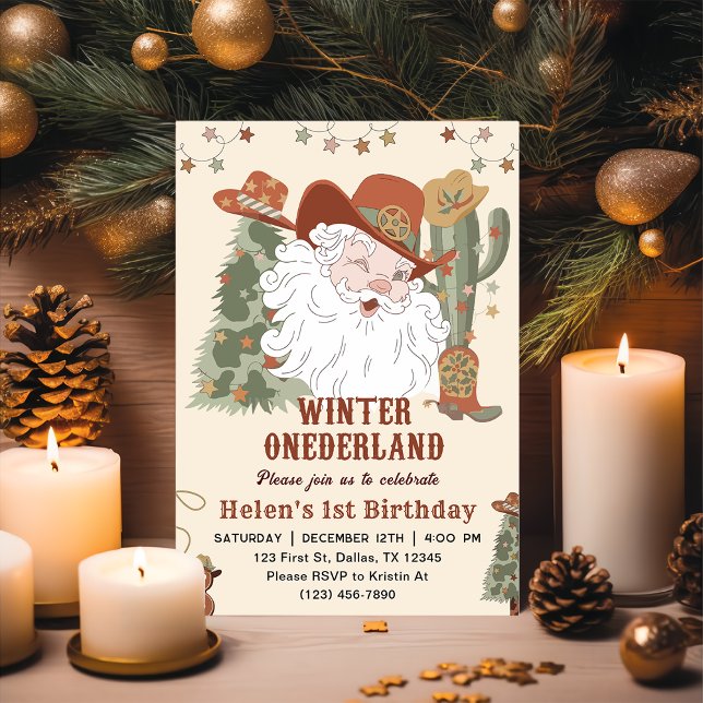 Western Santa Winter Onederland Weihnachten Geburt Einladung (Von Creator hochgeladen)