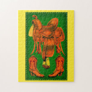 Western-Sattel und Cowboystiefel Puzzle