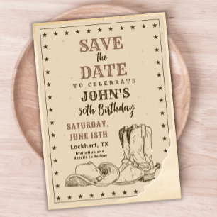 Western Save the Date, Cowboy 50. Geburtstag Save The Date