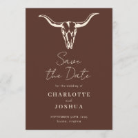Western Save the Date | Rustikaler Boho-Kuhschädel
