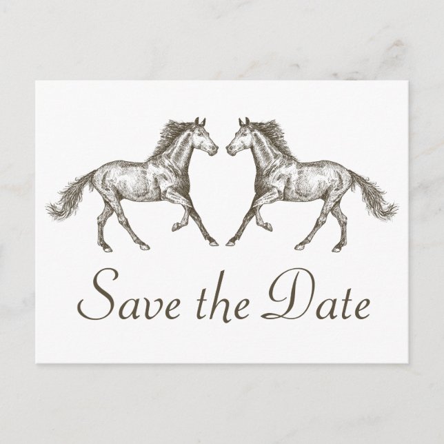 Western Save the Date Verlobung Hochzeitspferd Postkarte (Vorderseite)