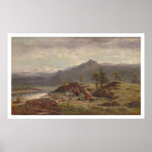 Western scene with Indian Camp (1275) Poster