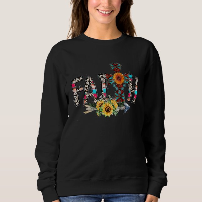 Western Serape Turquoise Rodeo Christian Faith Cro Sweatshirt (Vorderseite)