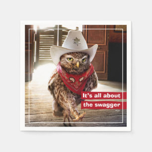 Western Sheriff Owl mit Attitude & Swagger Serviette
